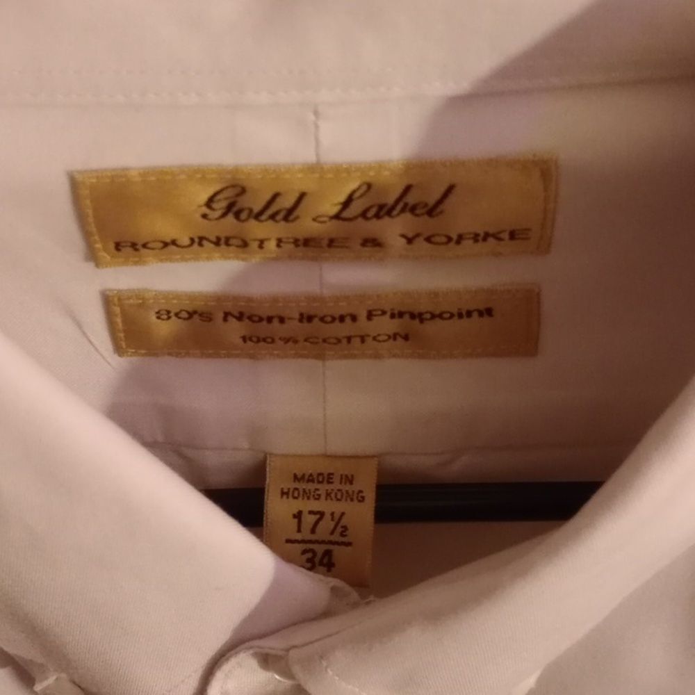 MENS ROUNDTREE & YORKE GOLD LABEL LAVENDER BUTTON UP SHIRT SIZE 17.5/34